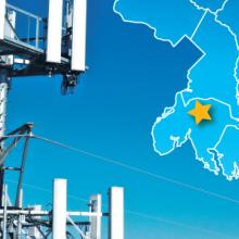 The state of Maryland, with outlined county borders; a cell tower